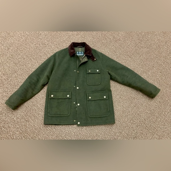 Men’s XL Green Wool BARBOUR Classic Tartan Lined Corduroy Collar Jacket - Picture 7 of 14